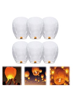 Chinese Sky Lanterns Flying Paper Lanterns Wish Sky Lanterns Biodegradable Eco-Friendly to Release in Memory Wish for New Year Weekends Holidays Festivals Weddings Parties (6Pcs)