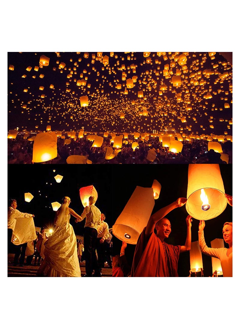 KASTWAVE - Chinese Sky Lanterns Flying Paper Lanterns Wish Sky Lanterns Biodegradable Eco-Friendly to Release in Memory Wish for New Year Weekends Holidays Festivals Weddings Parties (6Pcs) - Image 1