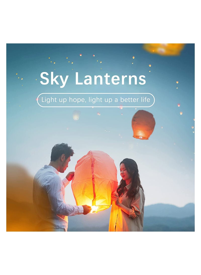 KASTWAVE - Chinese Sky Lanterns Flying Paper Lanterns Wish Sky Lanterns Biodegradable Eco-Friendly to Release in Memory Wish for New Year Weekends Holidays Festivals Weddings Parties (6Pcs) - Image 1