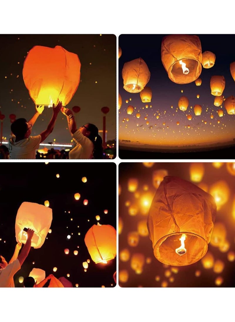 KASTWAVE - Chinese Sky Lanterns Flying Paper Lanterns Wish Sky Lanterns Biodegradable Eco-Friendly to Release in Memory Wish for New Year Weekends Holidays Festivals Weddings Parties (6Pcs) - Image 1