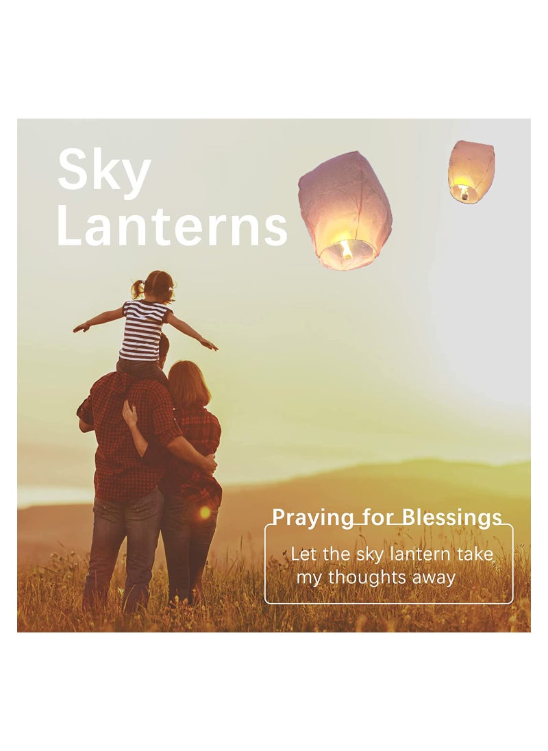 KASTWAVE - Chinese Sky Lanterns Flying Paper Lanterns Wish Sky Lanterns Biodegradable Eco-Friendly to Release in Memory Wish for New Year Weekends Holidays Festivals Weddings Parties (6Pcs) - Image 1