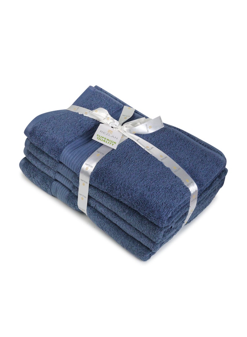 REZLAN UAE REZLAN Premium Cotton Bath Towel Set (4-Pack) – 100% Soft, Absorbent & Quick-Drying
*Luxury 600 GSM Bath Towels - 70×144 cm / 27×57 inches - STEEL BLUE  - Image 3