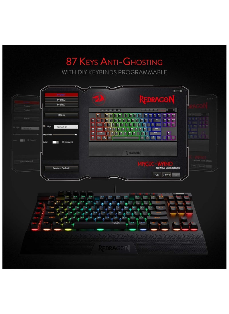ريدراجون - لوحة مفاتيح الألعاب الميكانيكية Redragon K587 Magic-Wand RGB - Image 1