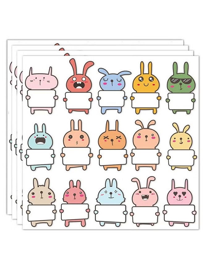 اسم العلامات الملصقات للأطفال ، 60 جهاز كمبيوتر جميل أرنب شكل اسم العلامات العلامات ، ملصقات حوافز الكرتون جميلة للأطفال مدرس المدرسة لوازم الفصول الدراسية - Image 1