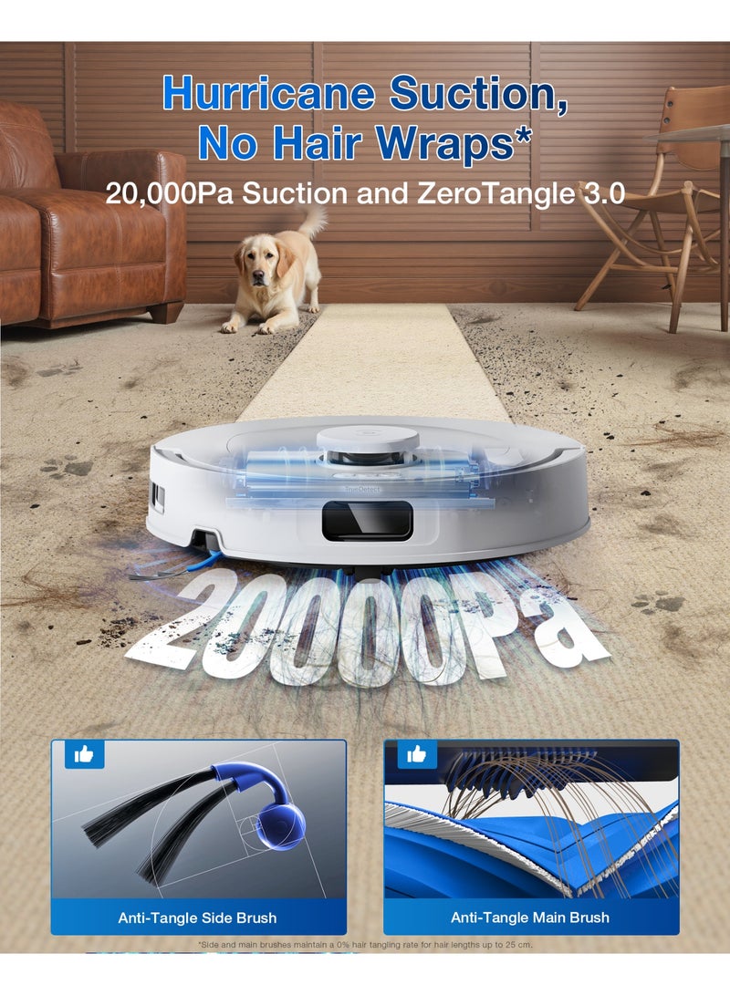 إيكوفاكس DEEBOT T30C OMNI Robot Vacuum Cleaner with Station, Robot Vacuum Cleaner 20000Pa, Washing in Hot Water 75°C, OZMO Turbo 2.0 Mop, ZeroTangle 3.0 Brush, Adaptive Wet Cleaning 4 L 22 W DLX71-12EC white - Image 2