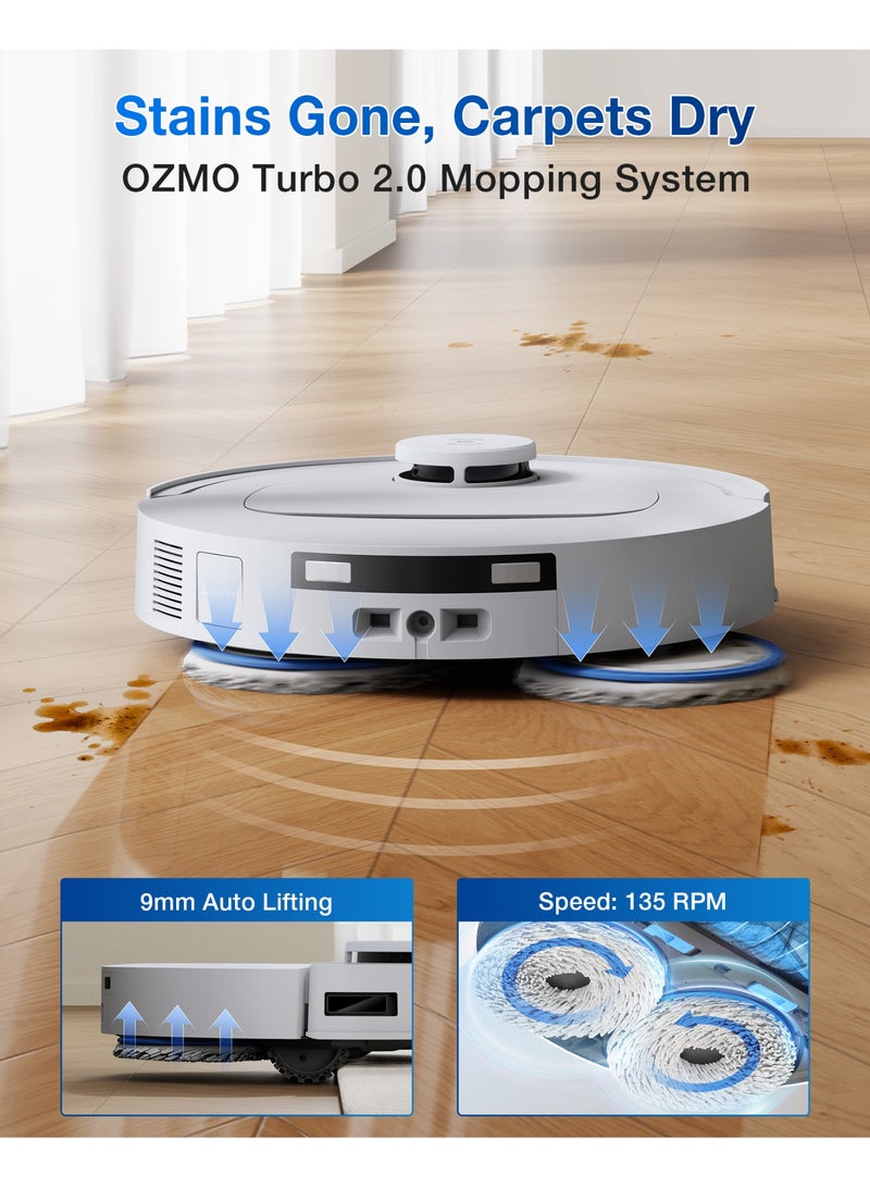 إيكوفاكس DEEBOT T30C OMNI Robot Vacuum Cleaner with Station, Robot Vacuum Cleaner 20000Pa, Washing in Hot Water 75°C, OZMO Turbo 2.0 Mop, ZeroTangle 3.0 Brush, Adaptive Wet Cleaning 4 L 22 W DLX71-12EC white - Image 4