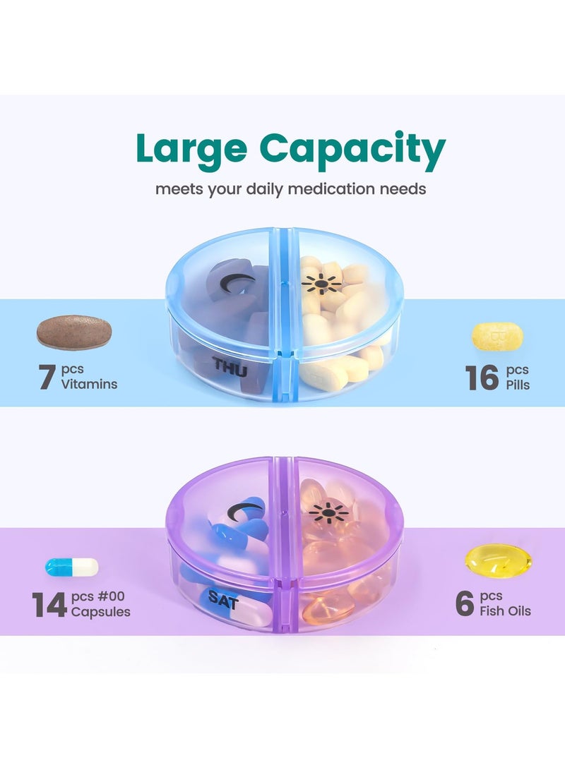 Large Weekly Pill Organizer 2 Times a Day, Daily Pill Box 7 Day Easy to Open with Double Protection, AM PM Pill Case for Medicine/Vitamin/Fish Oil/Supplements (Black - Colorful) - Image 2