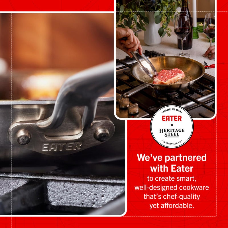 Heritage Steel x Eater 10.5 Inch Frying Pan | Made in USA | 5-Ply Fully Clad Stainless Steel Pan | Stay Cool Handle Design | Induction Ready & Non-Toxic Pan - Image 2
