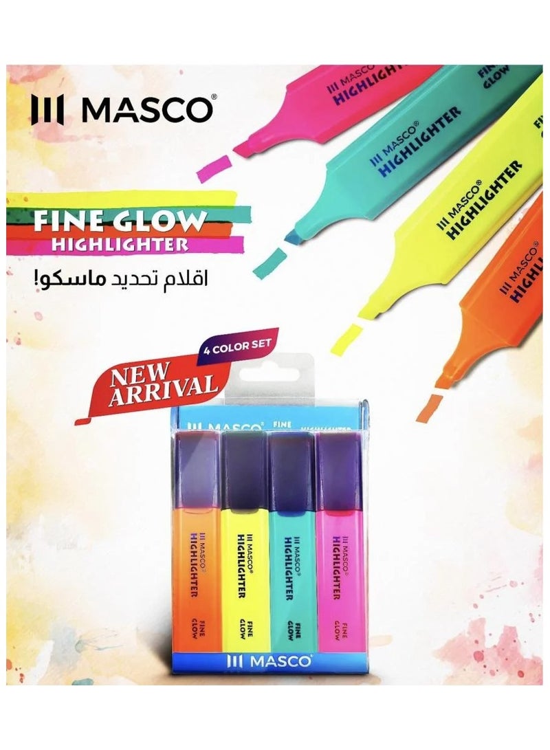 ماسكو مجموعة أقلام التظليل ماسكو فاين جلو - ألوان نيون متنوعة، حبر ناعم | عبوة من 4 قطع - Image 2
