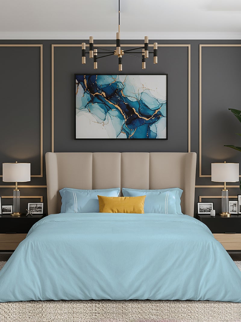 MULBERRY LIVING 100% Cotton Queen Duvet Cover - 250 TC Serentiy Solids. Width 240 x Length 220cms - Sky Blue - Image 1