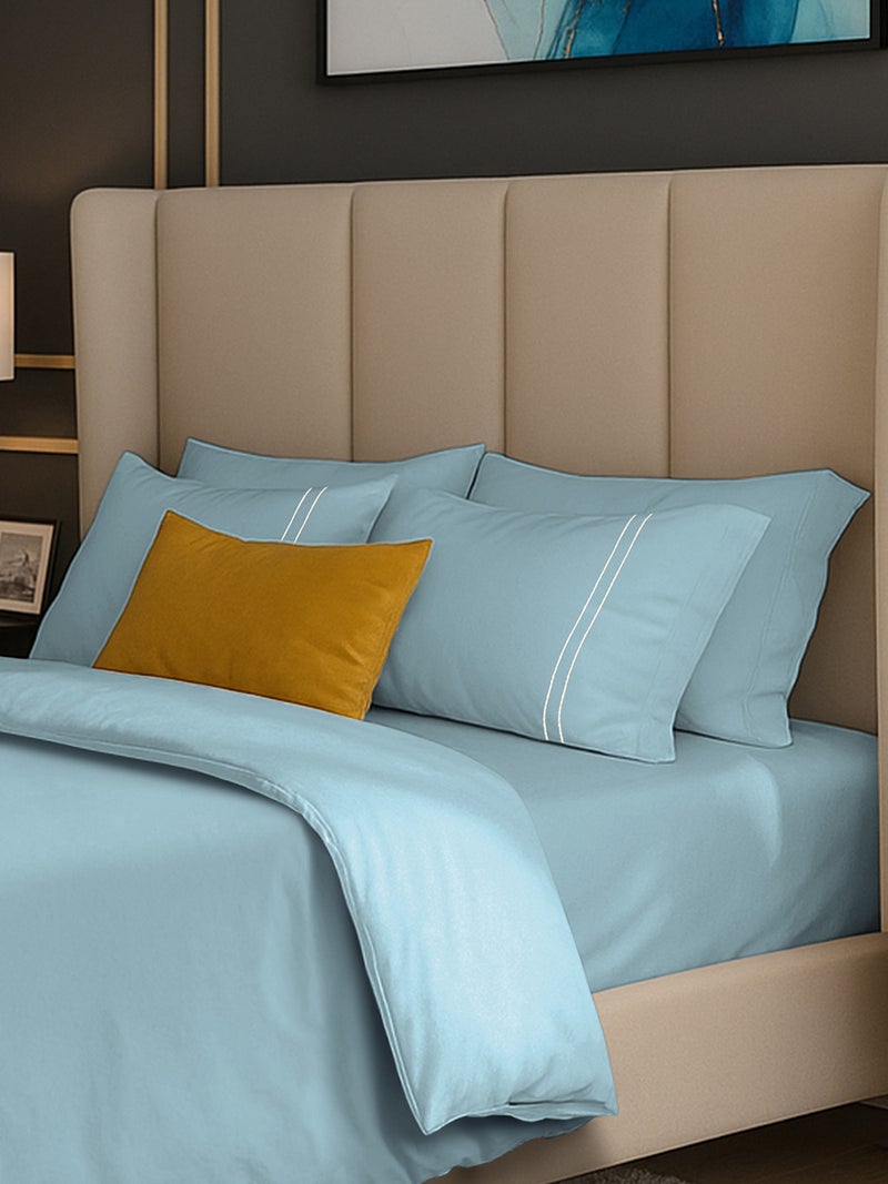 MULBERRY LIVING 100% Cotton Queen Duvet Cover - 250 TC Serentiy Solids. Width 240 x Length 220cms - Sky Blue - Image 5