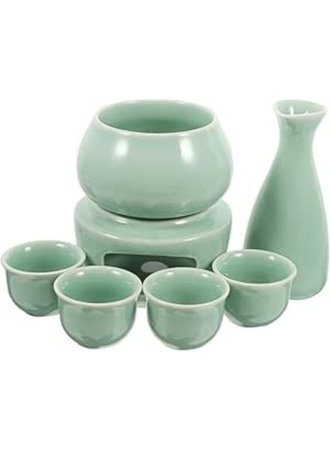 Ceramic Sake Warmer Cup And Kettle Set For Japanese Rice Wine - Image 1