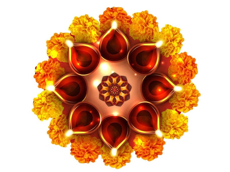 Decals Creation Mogra Rangoli Diya Vinyl Wall Sticker Living Room/Bedroom/Office Size - 41 Cm X 41 Cm - Image 2