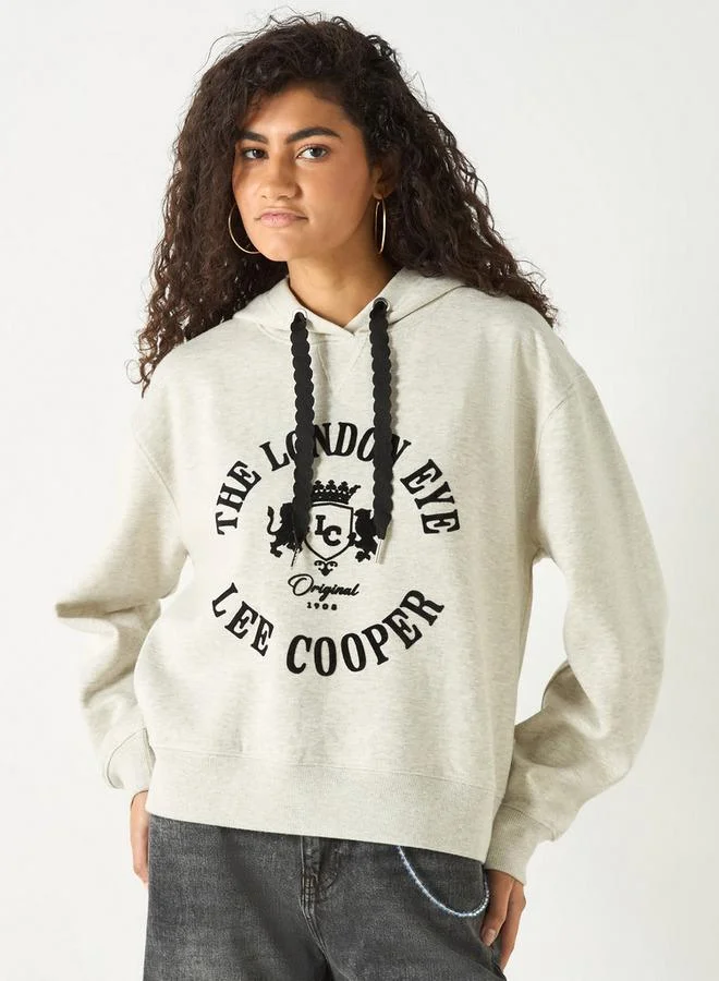 Lee Cooper Printed Hooded Sweatshirt with Long Sleeves