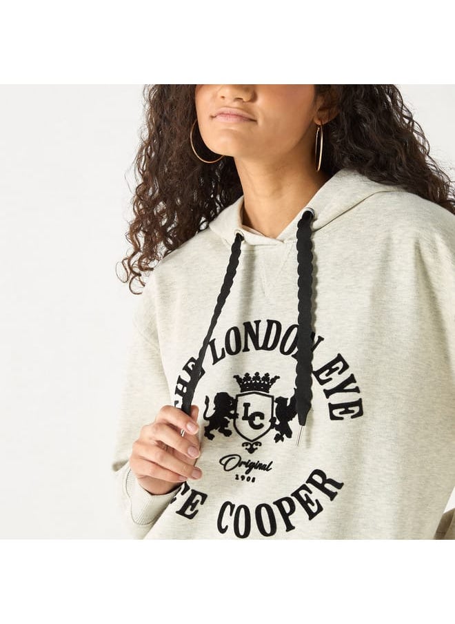 Lee Cooper Lee Cooper Printed Hooded Sweatshirt with Long Sleeves  - Image 4
