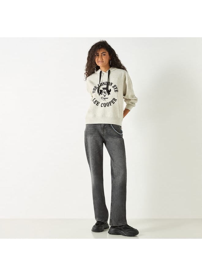Lee Cooper Lee Cooper Printed Hooded Sweatshirt with Long Sleeves  - Image 2