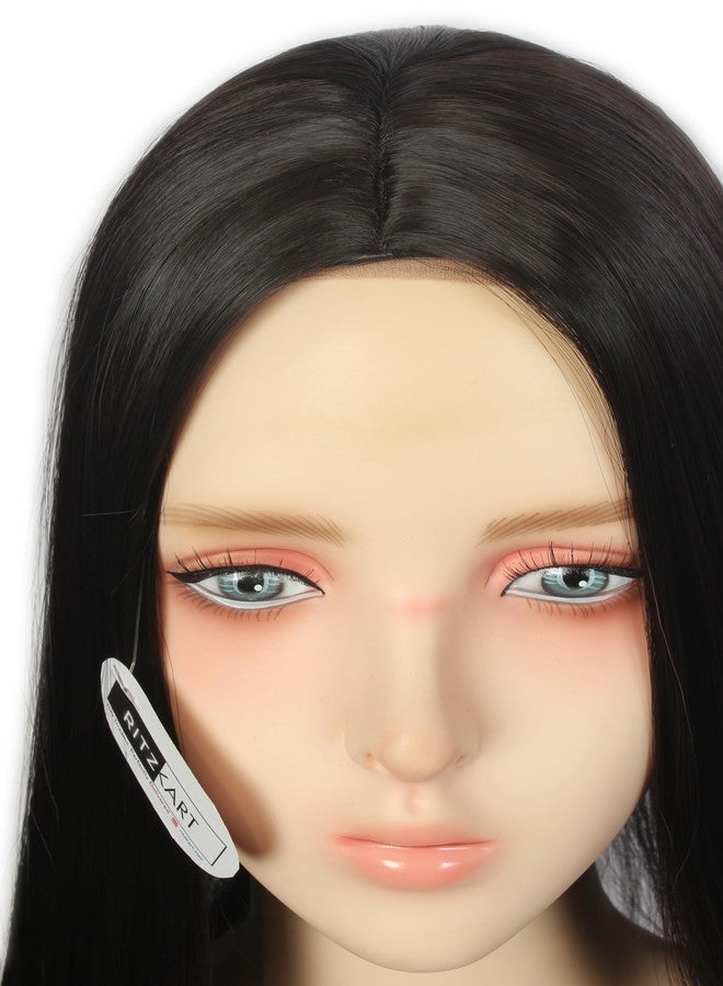 ريتزكارت وصلة شعر ريتزكارت للنساء - وصلة شعر مستقيمة من الألياف الصناعية باللون البني الداكن، قاعدة 5x5 بوصة، مشبك مع فرق في المنتصف، طول 20 بوصة، لمسة نهائية غير لامعة خفيفة الوزن، وصلة شعر بمظهر طبيعي للشعر الخفيف وتغطية الشيب/الأبيض (4 مشابك) - Image 5