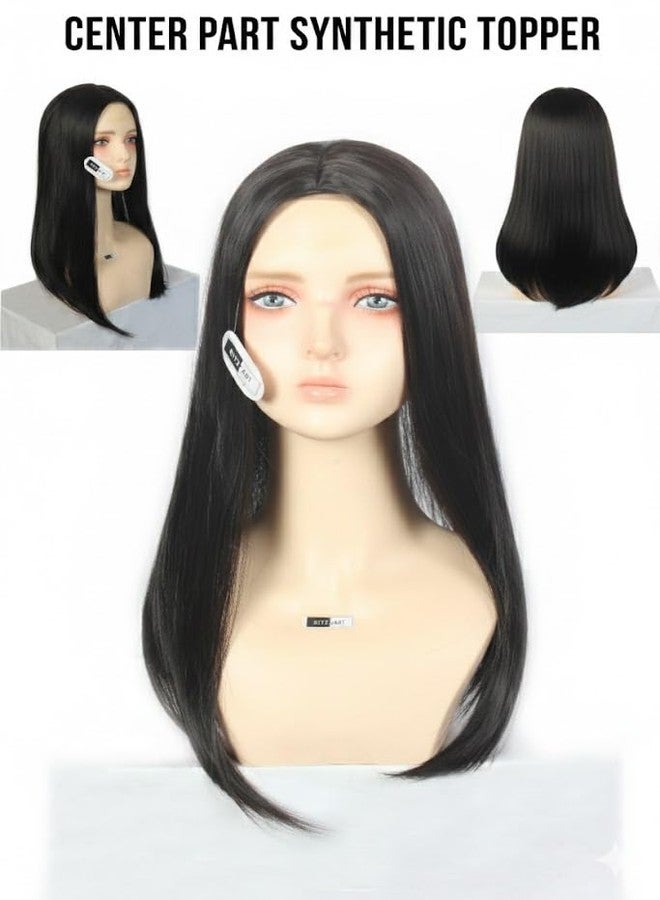 ريتزكارت وصلة شعر ريتزكارت للنساء - وصلة شعر مستقيمة من الألياف الصناعية باللون البني الداكن، قاعدة 5x5 بوصة، مشبك مع فرق في المنتصف، طول 20 بوصة، لمسة نهائية غير لامعة خفيفة الوزن، وصلة شعر بمظهر طبيعي للشعر الخفيف وتغطية الشيب/الأبيض (4 مشابك) - Image 4
