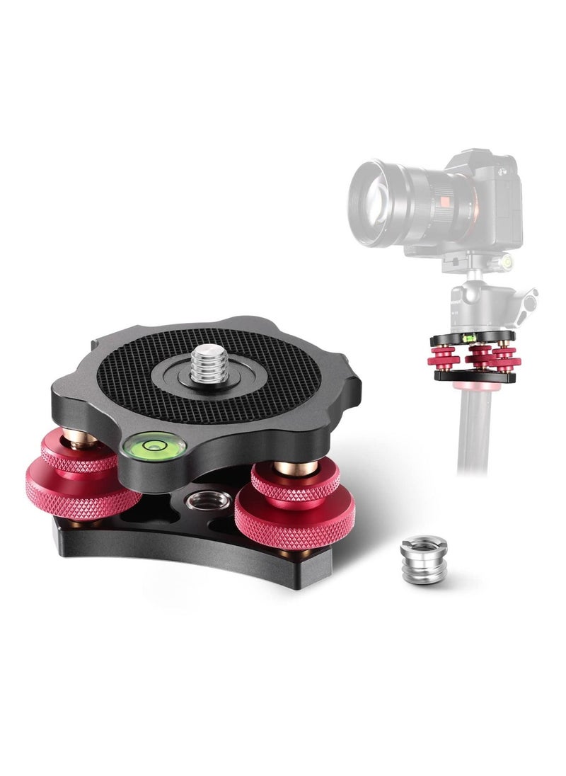 Excefore Tripod Head Leveling Base, Camera Leveler, Aluminum Alloy 3 Axis Tri Wheel Head, 3/8” Thread, with +/-5 Degree Precision Adjustment for Macro Panoramic Photography, LP64  - Image 1