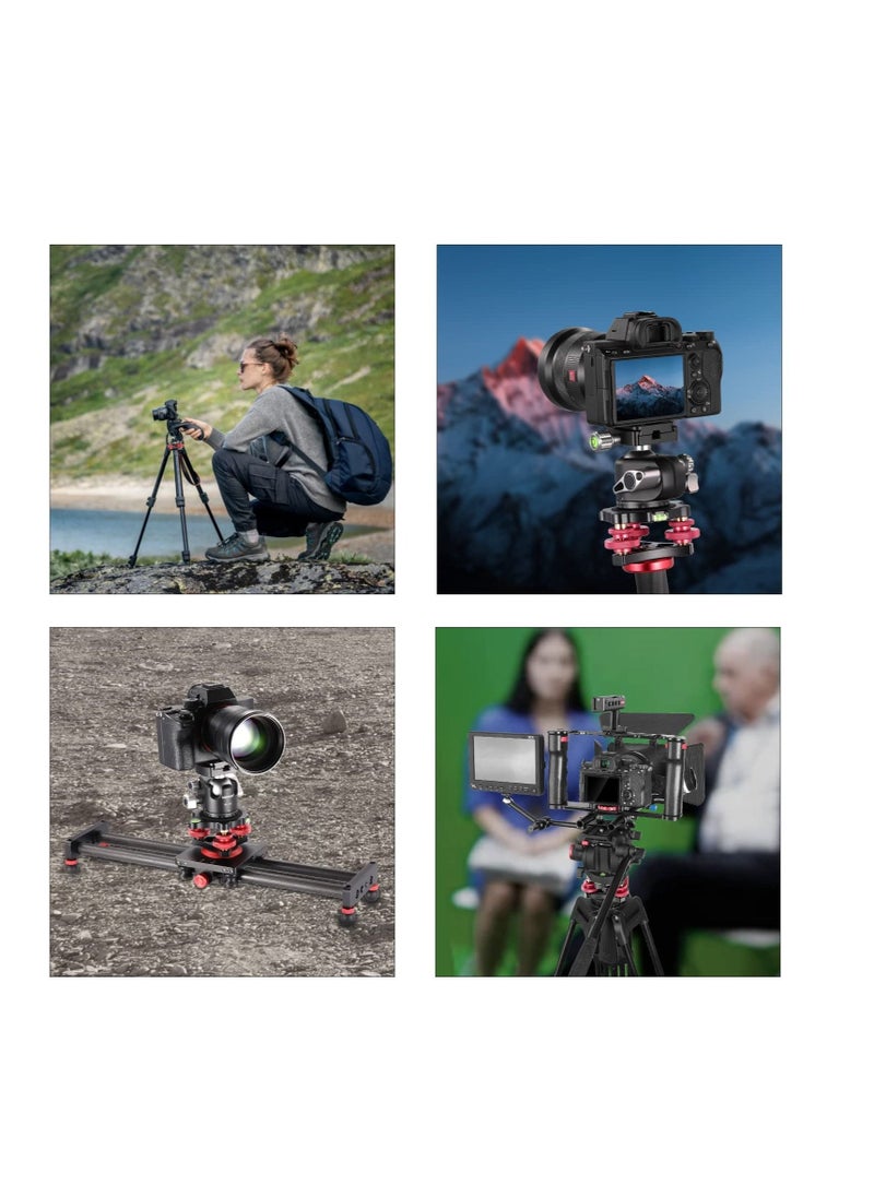 Tripod Head Leveling Base, Camera Leveler, Aluminum Alloy 3 Axis Tri Wheel Head, 3/8” Thread, with +/-5 Degree Precision Adjustment for Macro Panoramic Photography, LP64