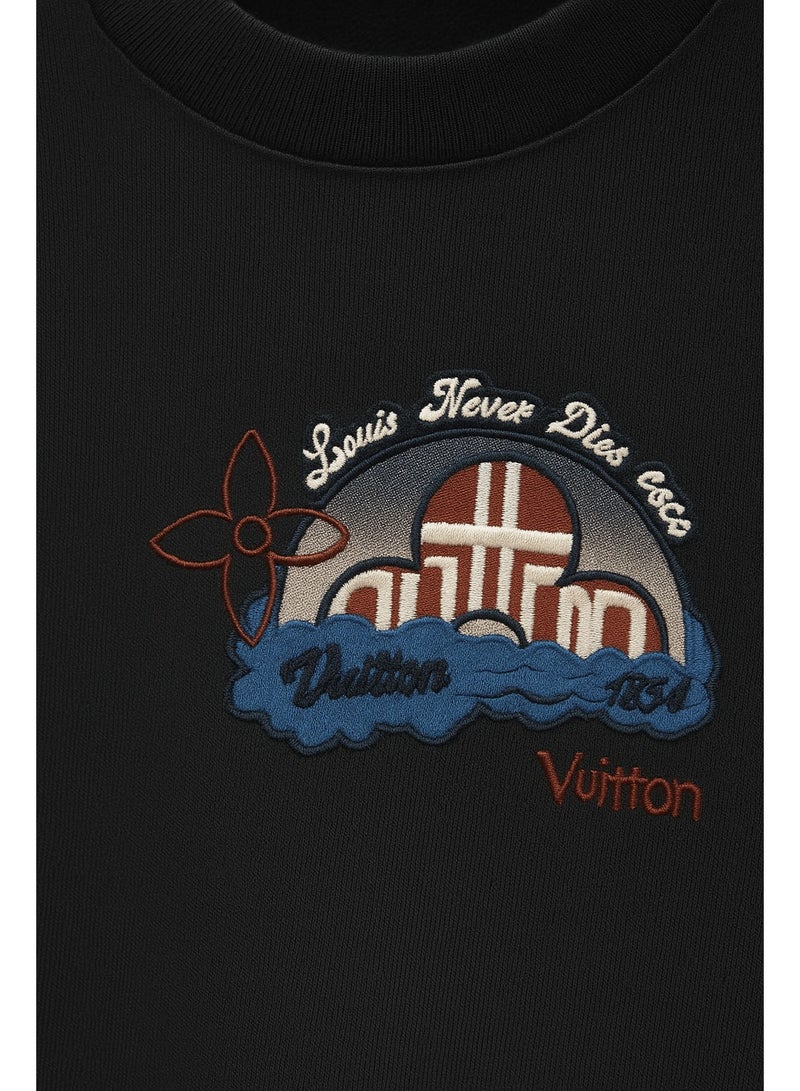 Louis Vuitton Black Graphic Oversized Men’s T-Shirt – Premium Cotton Streetwear Style - Image 4