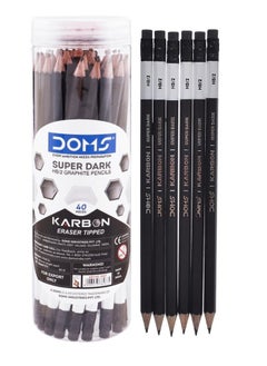 DOMS 40-Piece Karbon Super Dark HB/2 Graphite Pencils  - Image 1