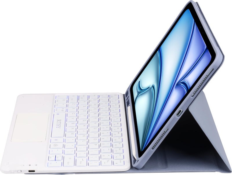 RTSY Keyboard case for iPad Air 11 (M4/M3/M2) & iPad Air 5th/4th with Multi Touch Trackpad & 7-Colors Backlit, Magnetic Detachable Wireless Bluetooth (Lavender White) - Image 4
