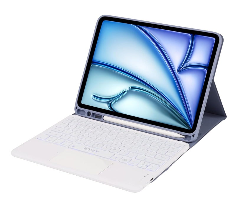 RTSY Keyboard case for iPad Air 11 (M4/M3/M2) & iPad Air 5th/4th with Multi Touch Trackpad & 7-Colors Backlit, Magnetic Detachable Wireless Bluetooth (Lavender White) - Image 1