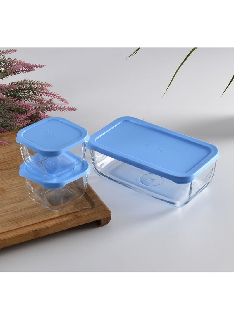 Paşabahçe Pasabahce Snowbox Set 1200cc + 2×275cc – 3-Piece Airtight Food Set BL - Image 2