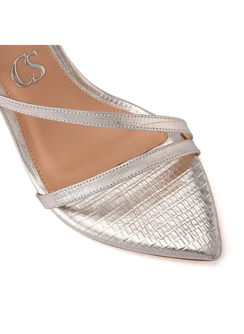 Carmen Steffens  Silver Leaf Toe and Comma Heel Sandal for Women | Best Price UAE