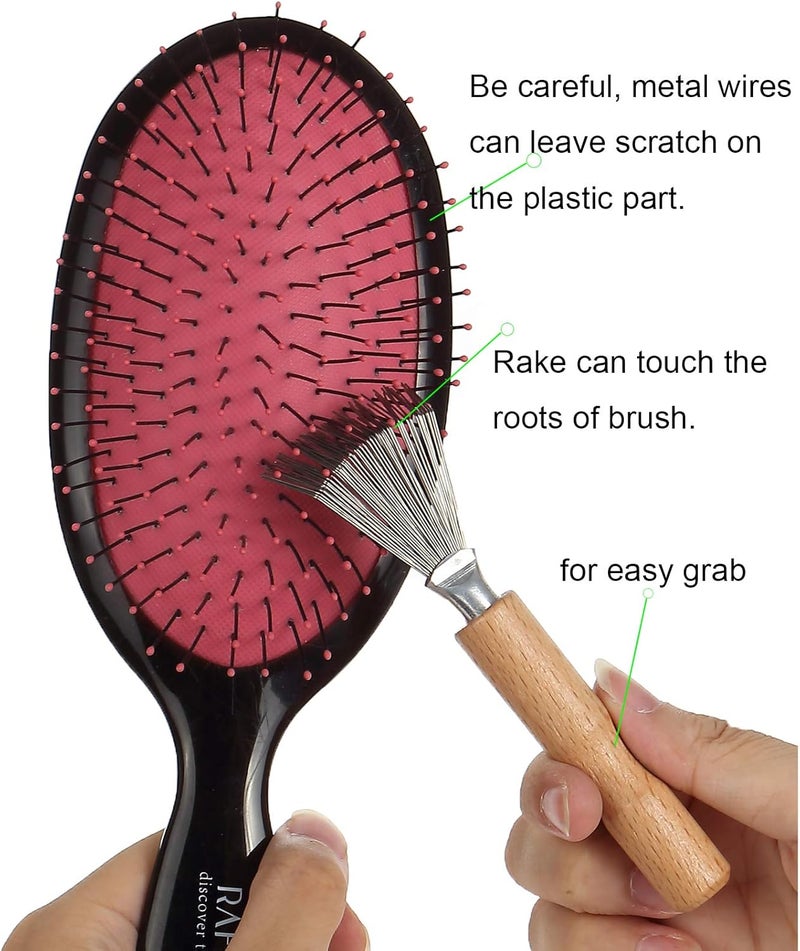 catin Hair Brush Cleaner with Metal Wire Rake for Hair Dust Lint Removal - Image 2