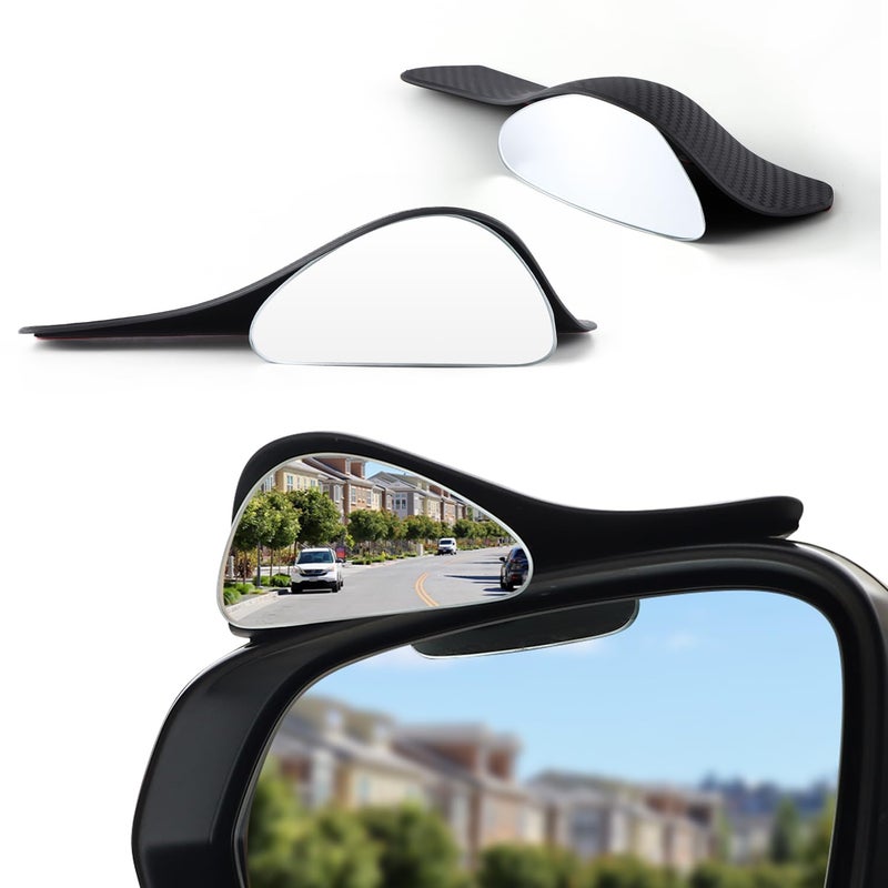 LivTee Blind Spot Mirror with Side Mirror Rain Guard Carbon Fiber 2in1 Side Mirror Covers Kit with Wide Angle Adjustable Stick for Cars SUV and Trucks Pack of 2