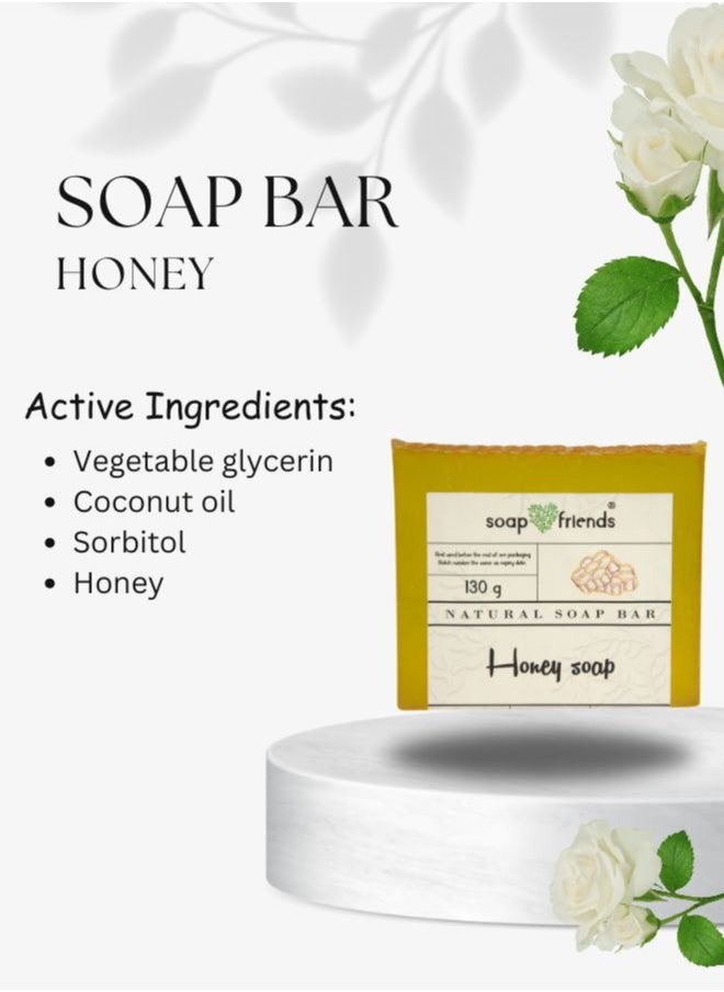 Soap&Friends Honey Face Cream, Lip Balm, Soap Bar & Body Scrub Gift Set by Soap&Friends, set of 4  - Image 2