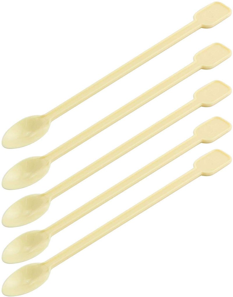 Healthcom 500 Pcs Plastic Coffee Tea Stirrer Spoon Disposable Spoons Stir Stirrer Mini Stir Swizzle Sticks Plastic Food Grade Coffee Stirrers Tea Spoons Soup Spoon Cocktail Sticks Blender Spoon(Beige) - Image 3