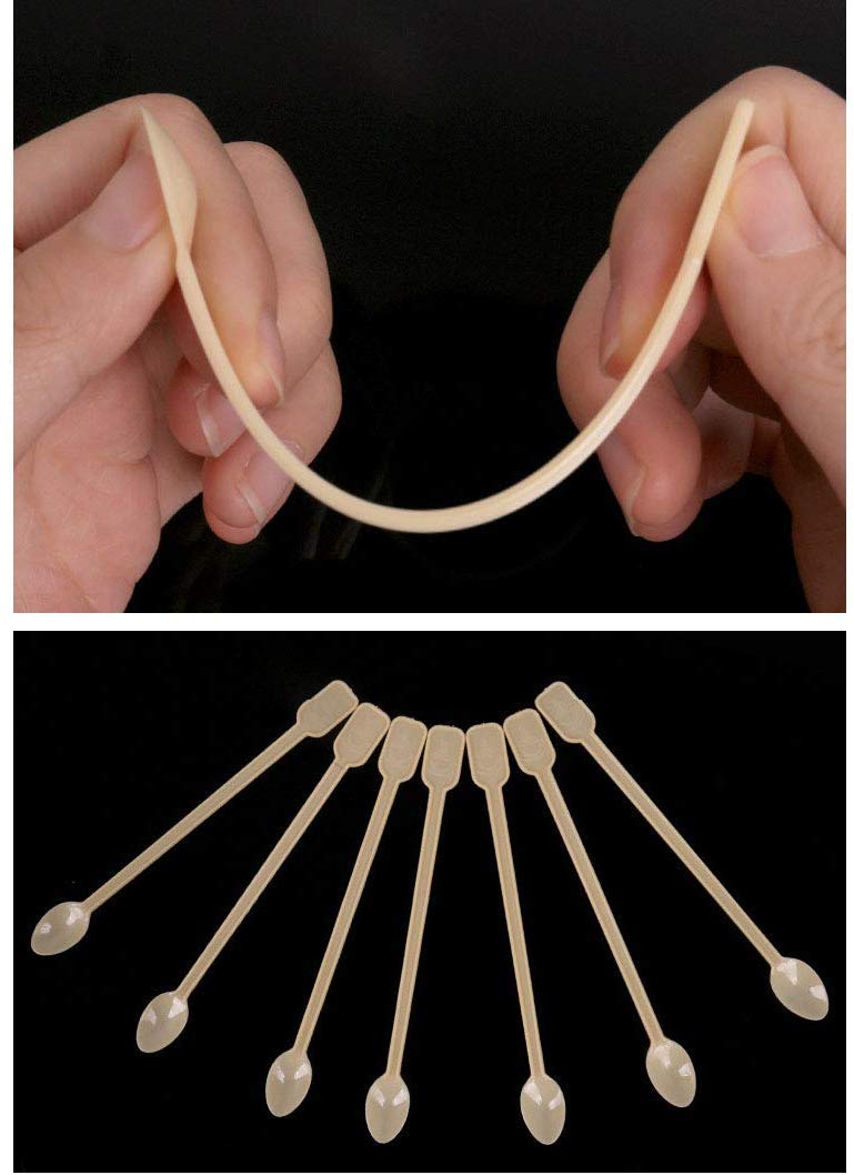 Healthcom 500 Pcs Plastic Coffee Tea Stirrer Spoon Disposable Spoons Stir Stirrer Mini Stir Swizzle Sticks Plastic Food Grade Coffee Stirrers Tea Spoons Soup Spoon Cocktail Sticks Blender Spoon(Beige) - Image 4