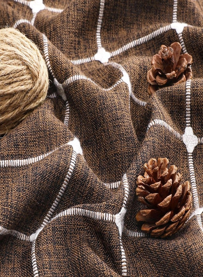 MitoVilla Brown Boho Shower Curtains for Modern Farmhouse Bathroom Decor, Country Thick Polyester Linen Fabric Shower Curtain with Tassel, 72 x 72 - Image 4