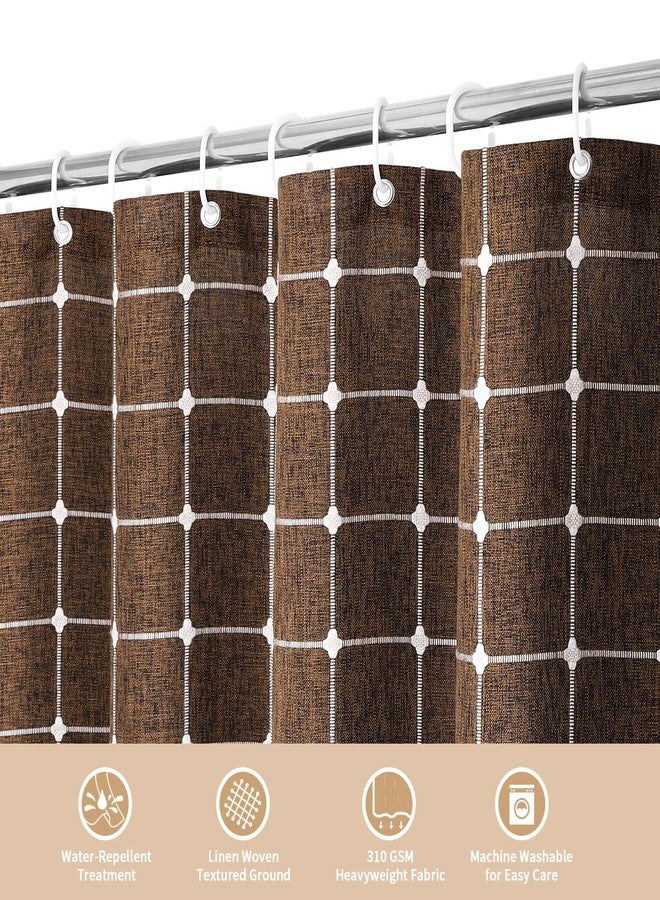 MitoVilla Brown Boho Shower Curtains for Modern Farmhouse Bathroom Decor, Country Thick Polyester Linen Fabric Shower Curtain with Tassel, 72 x 72 - Image 3