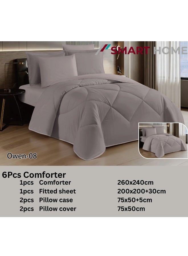 SMART HOME Luxury Hotel Bedding Set – 6-Piece Duvet Cover Set – Bedding Set Includes: Duvet Cover with Filling, Fitted Sheet, 2 Pillowcases, and 2 Pillow Covers – Soft and Comfortable Sleeping Set – Duvet Cover Size: 250X230 cm - Image 2
