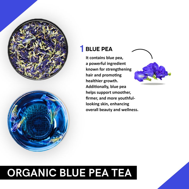 Teacurry Organic Blue Butterfly Pea Tea (200 Grams) - Helps with Skin Glow, Hair Care and Mood - Using 100% Pure and Naturally Pea Flower Tea - Image 2