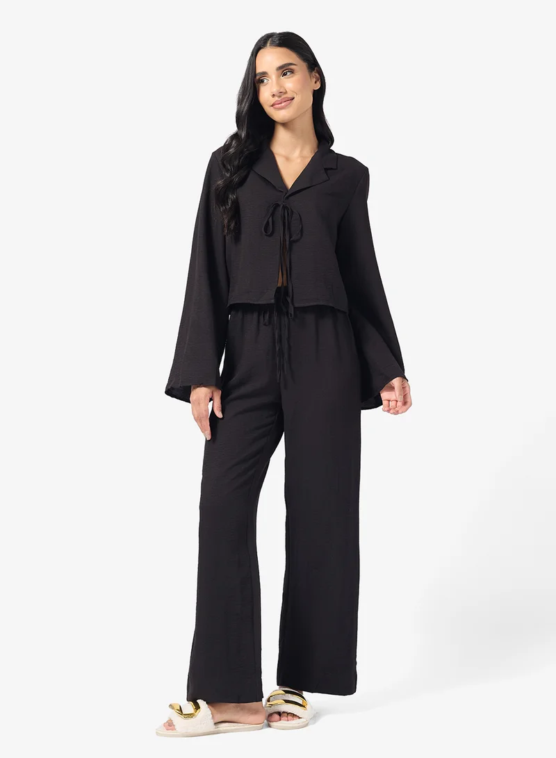 Ginger Resort Bow Detail Shirt & Pyjama Set