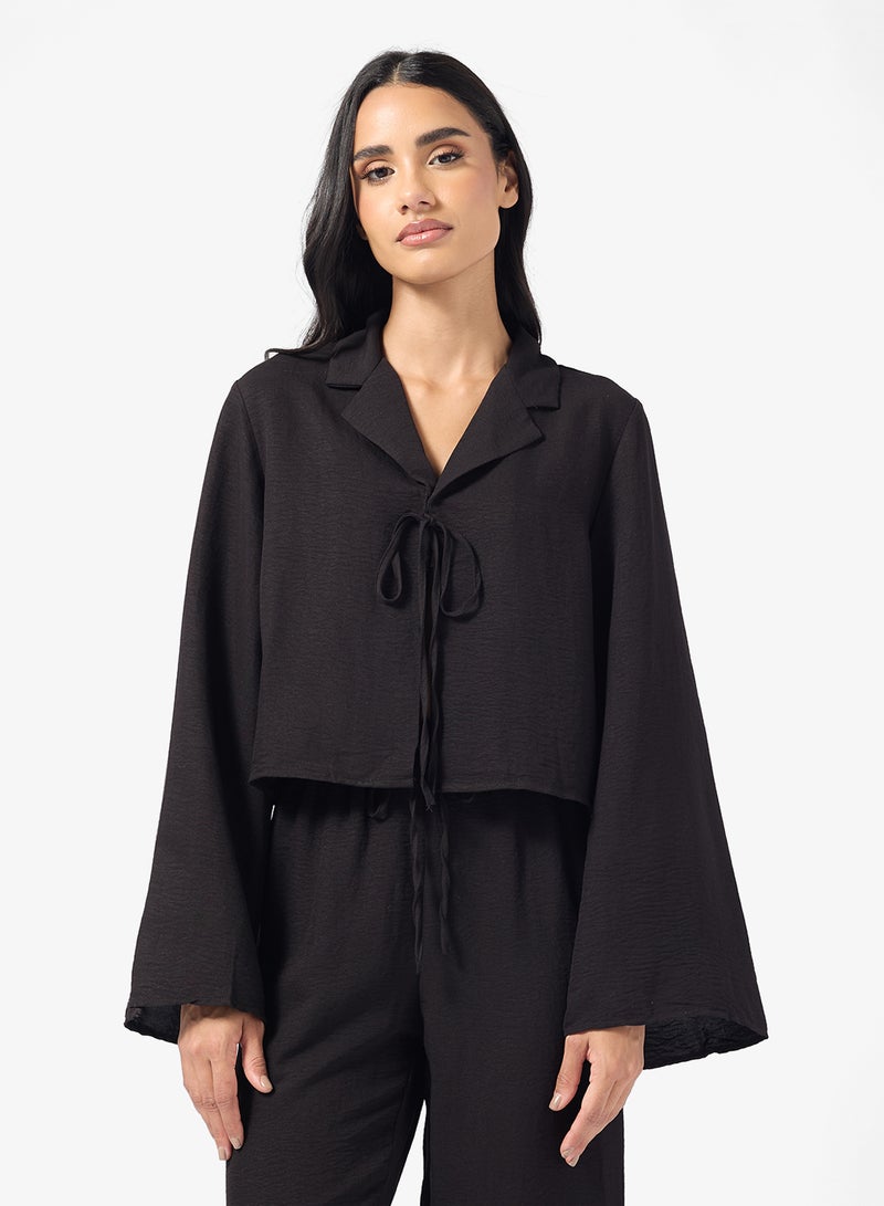 جينجر طقم قميص وبيجامة بتفاصيل فيونكة للمنتجع - Image 3