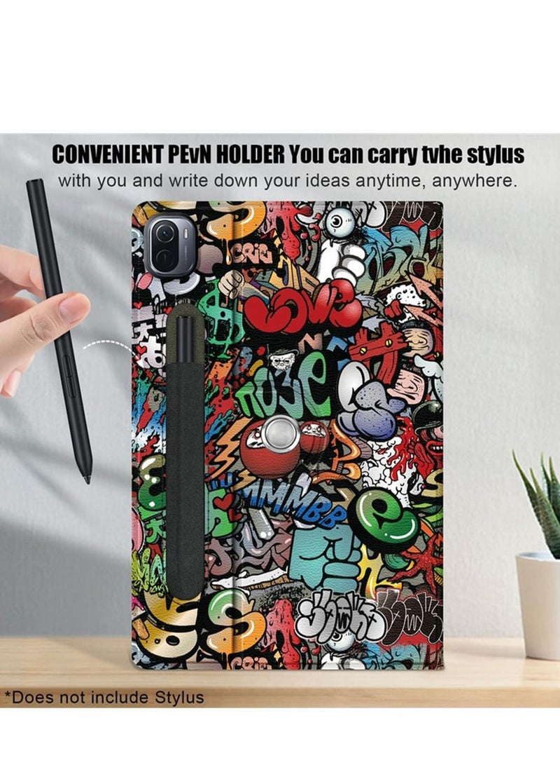 SYOSI Case for Xiaomi Mi Pad 5 case Pro Elastic Strap Pen Holder Stand Auto Sleep Wake Up Function Cover PU Leather Tablet Cases Graffiti  - Image 4