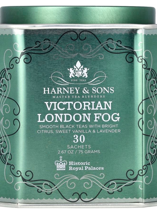 Victorian London Fog Smooth Black Tea With Bright Citrus Sweet Vanilla & Lavender 30 Sachets 2.67 oz (75 g)
