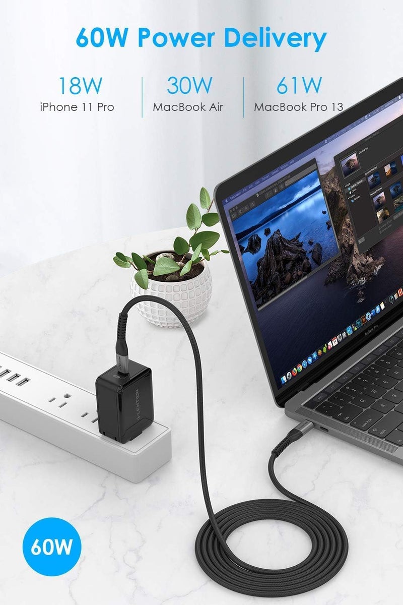 LENTION USB C to USB C Cable 3.3ft 60W, Type C 20V/3A Fast Charging Braided Cord Compatible 2025-2016 MacBook Pro, New Mac Air/iPhone 17, Surface, Samsung Galaxy S25/S24/S23/S22/Plus/Note, More (Red) - Image 2