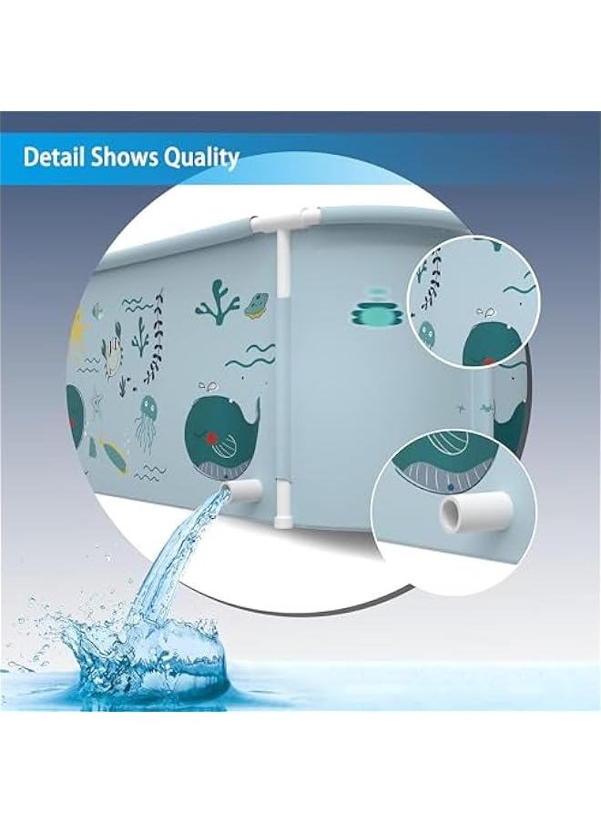 MIXDE 140CM/53 Extra Large Portable Foldable Bathtub with Cover for Adult, Family SPA Soaking Tub for Small Bathroom, Thicken Multiple Layer Bathtub with Lid for Shower Stall (Ocean Style)  - Image 4