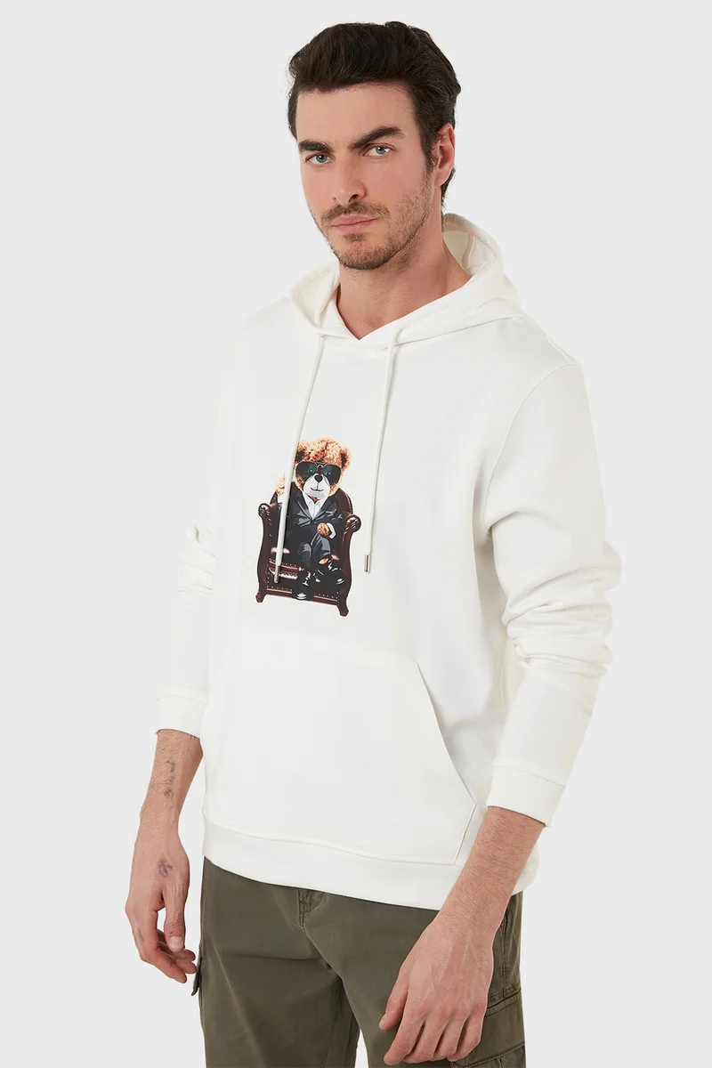 Exxe Cotton Printed Kangaroo Pocket Hooded Sweat Men's Sweat 6141005