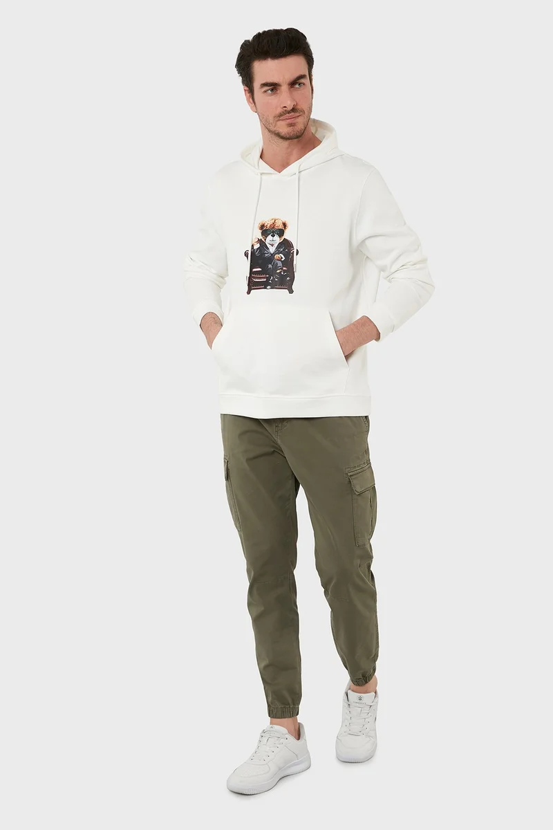Exxe Cotton Printed Kangaroo Pocket Hooded Sweat Men's Sweat 6141005