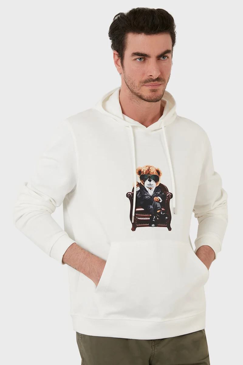 Exxe Cotton Printed Kangaroo Pocket Hooded Sweat Men's Sweat 6141005