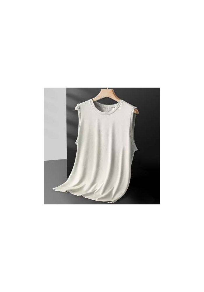 2023 Summer Mesh Ice Silk Sleeveless Vest Waistcoat Loose Trendy Men's Sports Basketball Fitness T-Shirt Top - Image 1