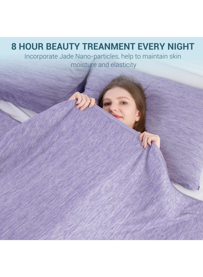 Elegear Elegear Revolutionary Cooling Blanket Throw Absorbs Heat to Keep Body Cool for Night Sweats, Arc-Chill 3.0 Cool Fiber Q-Max>0.5 for Hot Sleepers, Lightweight Summer Cold Blankets for Sleeping, Purple  - Image 4